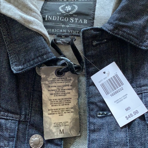 Denim / Jean Hooded Vest - Picture 7 of 7